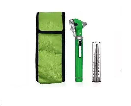 Mini F.O Otoscope With Specula set+1 Extra Bulb(GREEN),  AS-1014