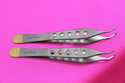 ADSON FORCEPS 1X2 TEETH GOLD W/HOLE CVD, AS-248CVD