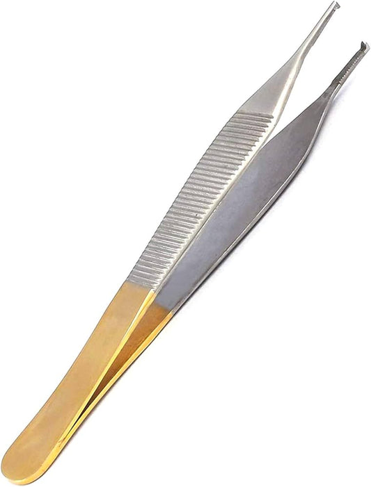 ADSON FORCEPS 1X2 TEETH GOLD W/HOLE MICRO, AS-248HM