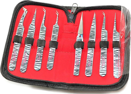 JEWELRY TWEEZER SET OF 8 ZEBRA COLOR, AS-3080