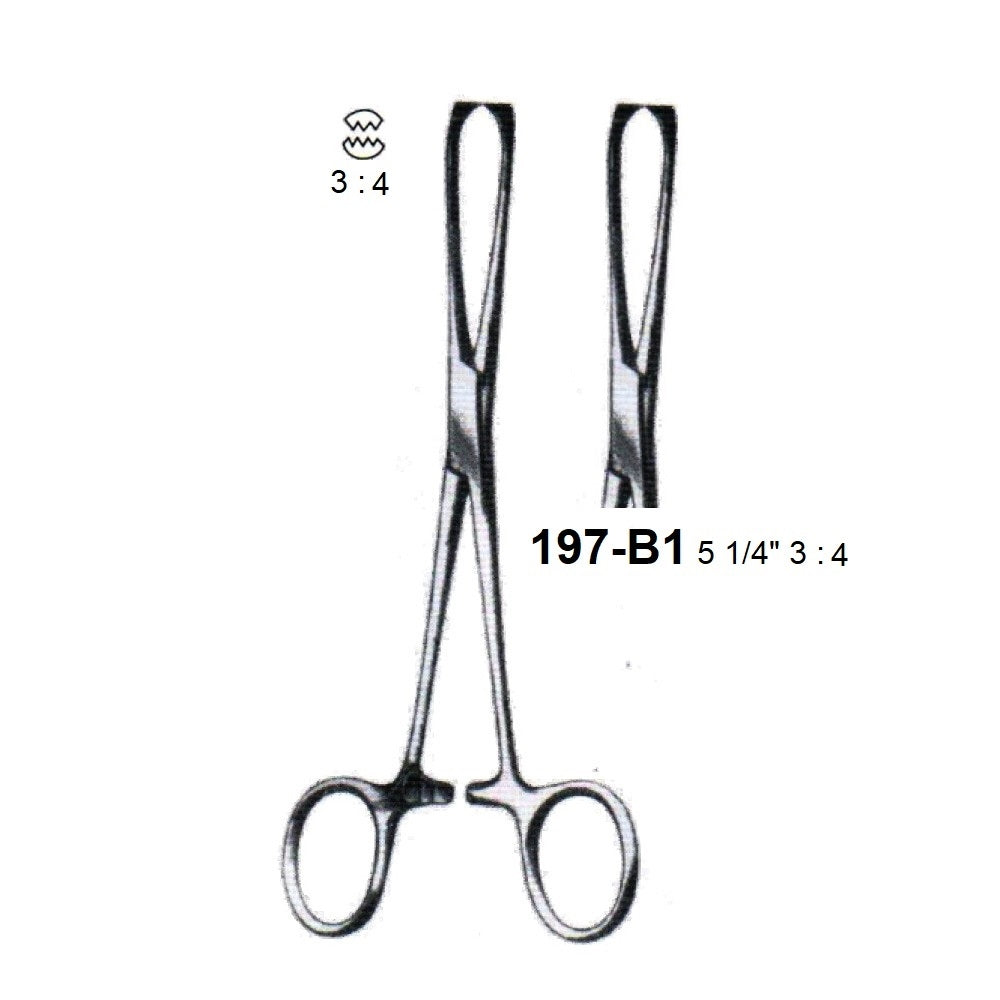 BABY-ALLIS  TISSUE FORCEPS 3 : 4 TEETH,197-B1