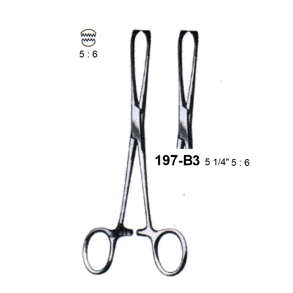 BABY-ALLIS  TISSUE FORCEPS 5 : 6 TEETH,197-B3