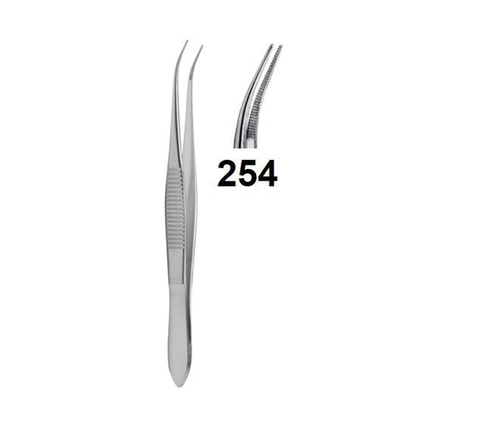 EYES DRESSING FORCEPS SERRATEAD HALF-CURVED 254